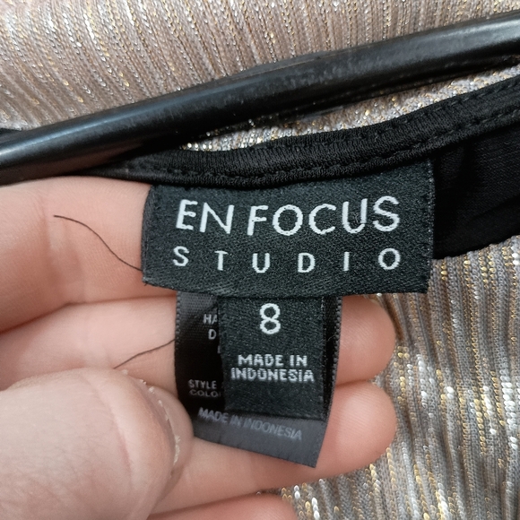 Enfocus Studio Black and Gold Asymmetrical Cocktail Dress - Picture 3 of 15